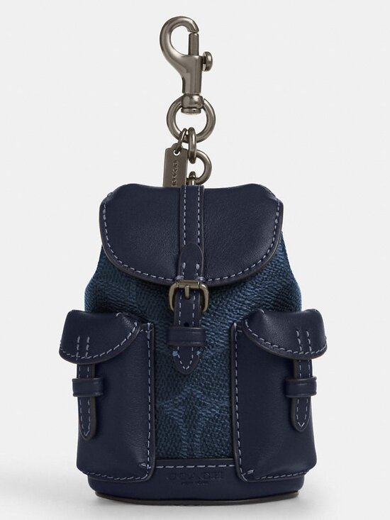 Coach Other - Coach Mini Warner Backpack Bag Charm In Signature Canvas